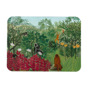 Henri Rousseau - Tropisch bos met apen Magneet