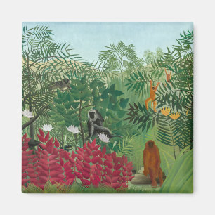 Henri Rousseau - Tropisch bos met apen Magneet