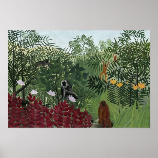 Henri Rousseau - Tropisch bos met apen Poster (Voorkant)