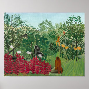 Henri Rousseau - Tropisch bos met apen Poster