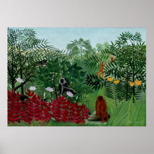 Henri Rousseau - Tropisch bos met apen Poster