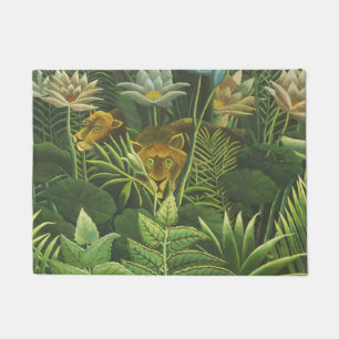 Henri Rousseau Tropische Jungle Leeuw Vintage Prin Deurmat