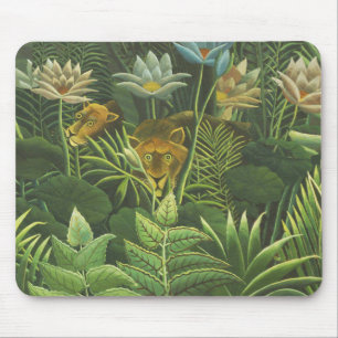 Henri Rousseau Tropische Jungle Leeuw Vintage Prin Muismat