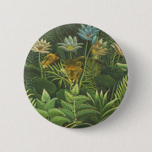 Henri Rousseau Tropische Jungle Leeuw Vintage Prin Ronde Button 5,7 Cm