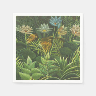 Henri Rousseau Tropische Jungle Leeuw Vintage Prin Servet