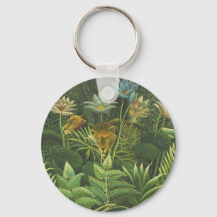 Henri Rousseau Tropische Jungle Leeuw Vintage Prin Sleutelhanger
