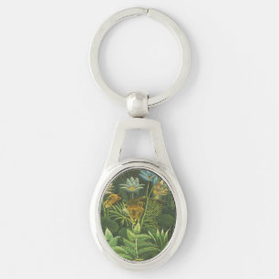 Henri Rousseau Tropische Jungle Leeuw Vintage Prin Sleutelhanger