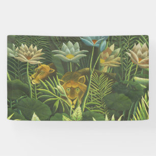 Henri Rousseau Tropische Jungle Leeuw Vintage Prin Spandoek