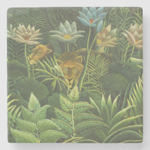 Henri Rousseau Tropische Jungle Leeuw Vintage Prin Stenen Onderzetter