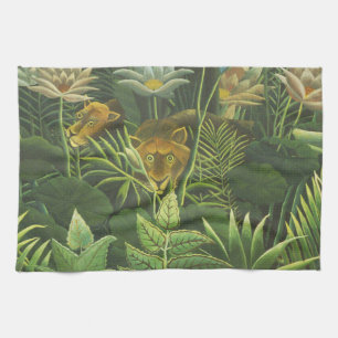 Henri Rousseau Tropische Jungle Leeuw Vintage Prin Theedoek