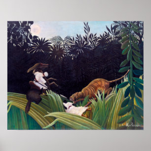 Henri Rousseau - Verkenners aangevallen door een t Poster