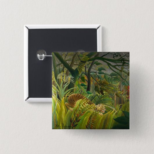 Henri Rousseau - Verrassd! Vierkante Button 5,1 Cm (Voorkant /achterkant)