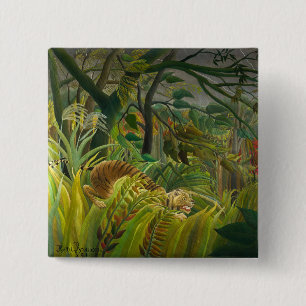 Henri Rousseau - Verrast! Vierkante Button 5,1 Cm