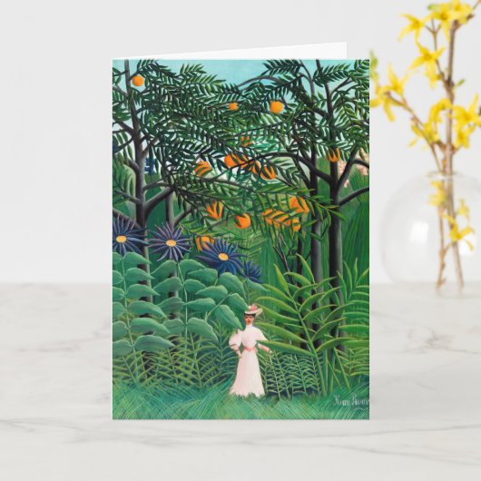 Henri Rousseau - Vrouw aan het wandelen in een exo Kaart (Gele Bloem)