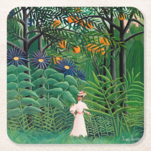 Henri Rousseau - Vrouw aan het wandelen in een exo Kartonnen Onderzetters