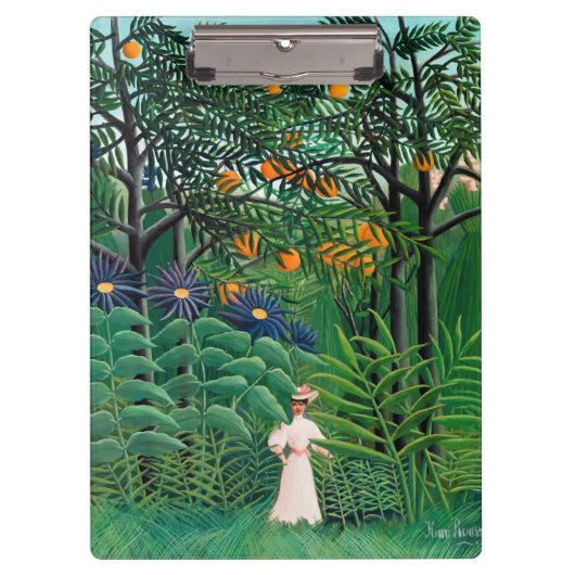 Henri Rousseau - Vrouw aan het wandelen in een exo Klembord (Voorkant)