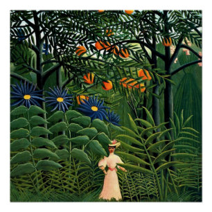 Henri Rousseau - Vrouw aan het wandelen in een exo Poster