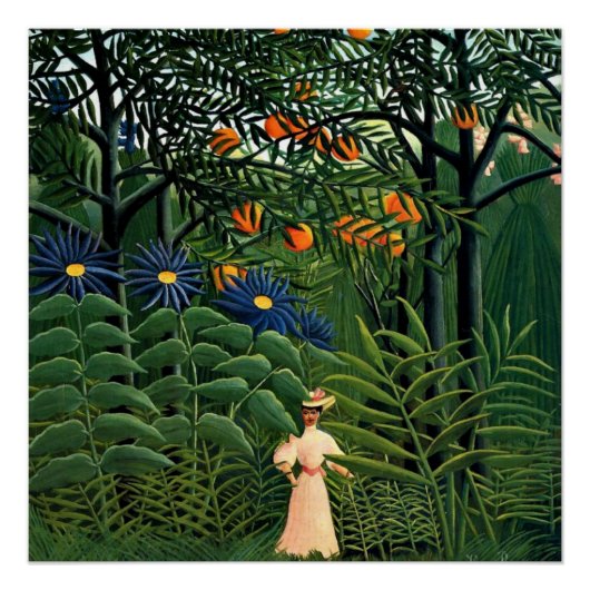 Henri Rousseau - Vrouw aan het wandelen in een exo Poster (Voorkant)