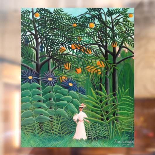 Henri Rousseau - Vrouw aan het wandelen in een exo Raamsticker (Vel 2)