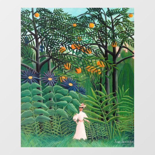 Henri Rousseau - Vrouw aan het wandelen in een exo Raamsticker (Vel)