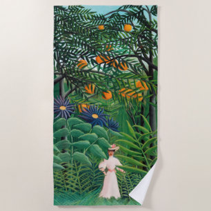 Henri Rousseau - Vrouw aan het wandelen in een exo Strandlaken