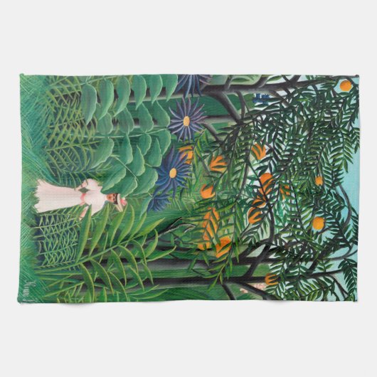 Henri Rousseau - Vrouw aan het wandelen in een exo Theedoek (Horizontaal)