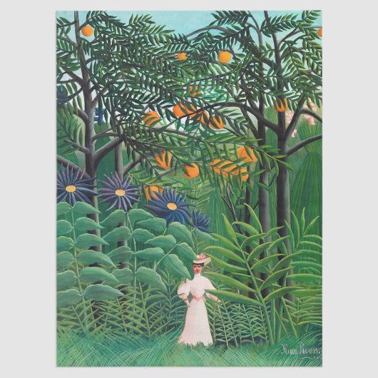 Henri Rousseau - Vrouw aan het wandelen in een exo Tissuepapier