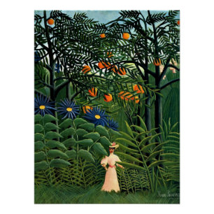 Henri Rousseau - Vrouw die wandelt in een exotisch Perfect Poster