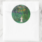 Henri Rousseau - Vrouw die wandelt in een exotisch Ronde Sticker (Tas)