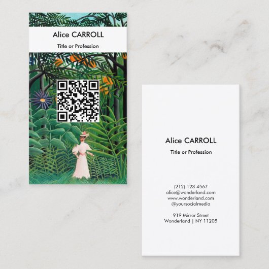 Henri Rousseau - Vrouw in het exotische bos - QR-c Visitekaartje (Voorkant / Achterkant)