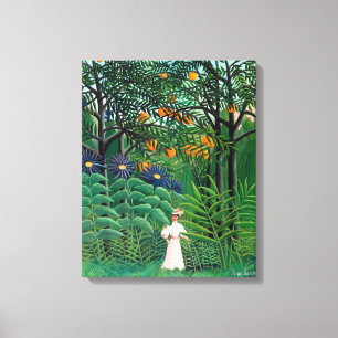 Henri Rousseau - Vrouw wandelt in een exotisch bos Canvas Afdruk
