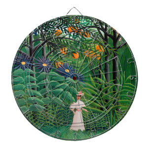 Henri Rousseau - Vrouw wandelt in een exotisch bos Dartbord