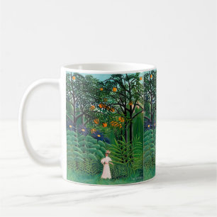 Henri Rousseau - Vrouw wandelt in een exotisch bos Koffiemok