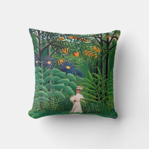 Henri Rousseau - Vrouw wandelt in een exotisch bos Kussen