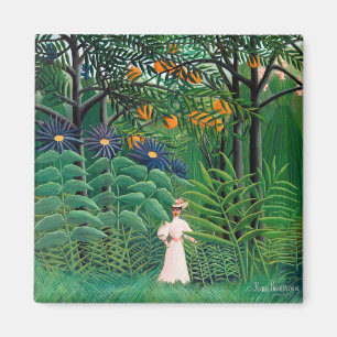 Henri Rousseau - Vrouw wandelt in een exotisch bos Magneet