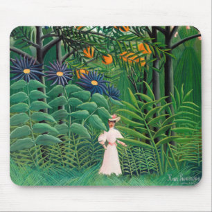 Henri Rousseau - Vrouw wandelt in een exotisch bos Muismat