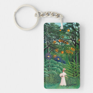 Henri Rousseau - Vrouw wandelt in een exotisch bos Sleutelhanger