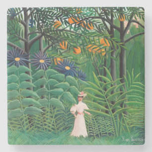 Henri Rousseau - Vrouw wandelt in een exotisch bos Stenen Onderzetter