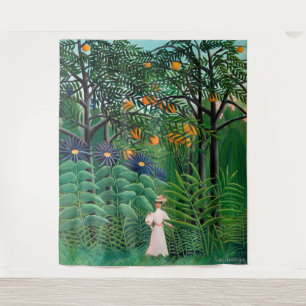 Henri Rousseau - Vrouw wandelt in een exotisch bos Wandkleed