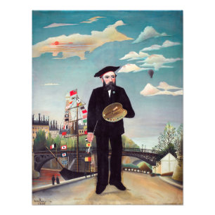 Henri Rousseau - Zelf Portret-Landschap Foto Afdruk