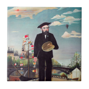 Henri Rousseau - Zelf Portret-Landschap Tegeltje
