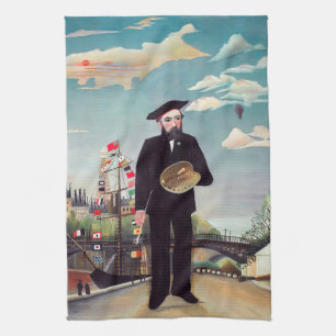 Henri Rousseau - Zelf Portret-Landschap Theedoek