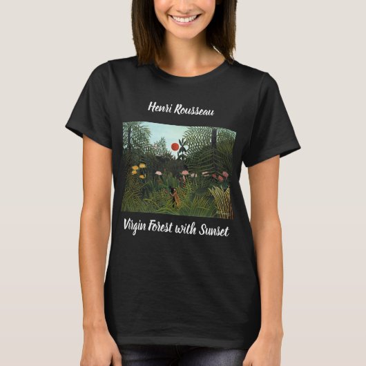 Henri Rousseau's maagd bos met Sunset Black T-shirt (Voorkant)
