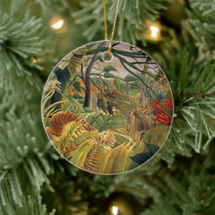 Henri Rousseau's Storm Tijger Jungle Retro Ornamen Keramisch Ornament
