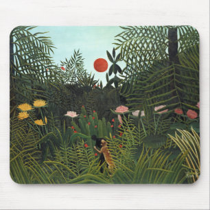 Henri Rousseau's Virgin Forest met Sunset (1910) Muismat