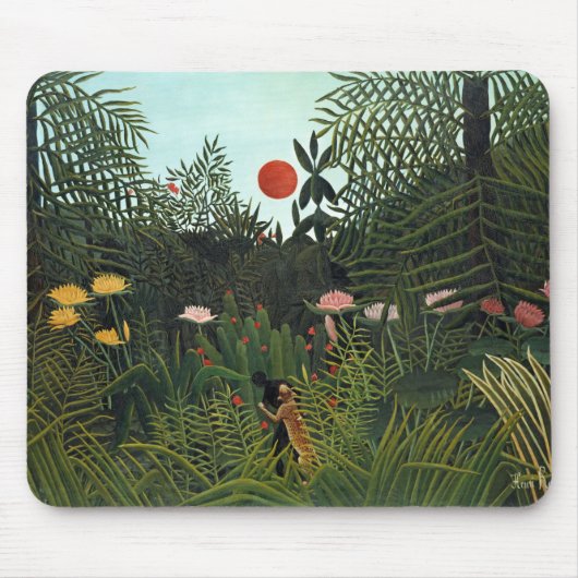 Henri Rousseau's Virgin Forest met Sunset (1910) Muismat (Voorkant)