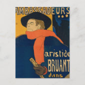 Henri Toulouse Lautrec - Aristide Bruant Briefkaart (Voorkant)
