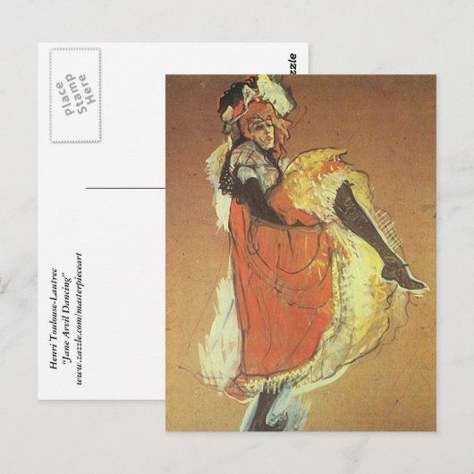 Henri Toulouse Lautrec - Jane Arvil Dancing Briefkaart (Voorkant / Achterkant)