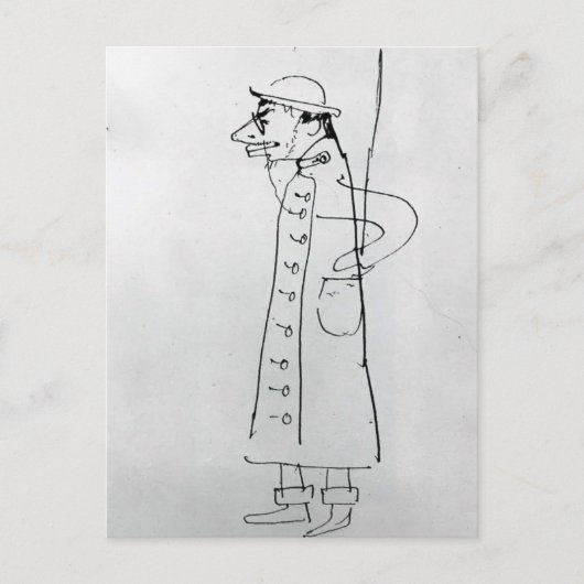 Henri Toulouse-Lautrec: Zelfportret. Karikatuur Briefkaart (Voorkant)