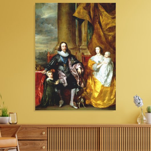 Henrietta Maria en Charles I van Van Dyck Canvas Afdruk (Insitu (Woonkamer))